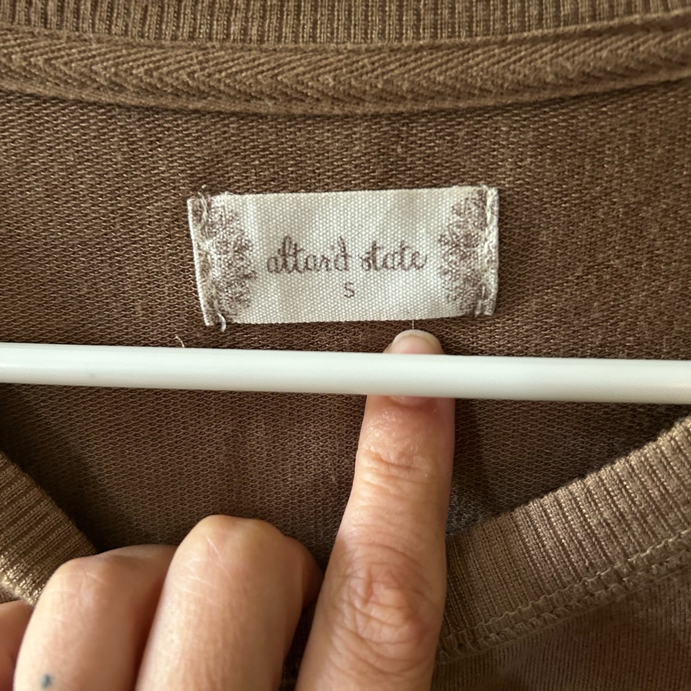 Altar'd State Brown Knit Sweater with Ribbed Texture